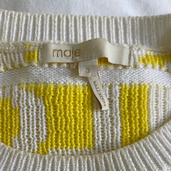 Maje Yellow With Love Knitted Jumper Size 3 - Picture 3 of 5